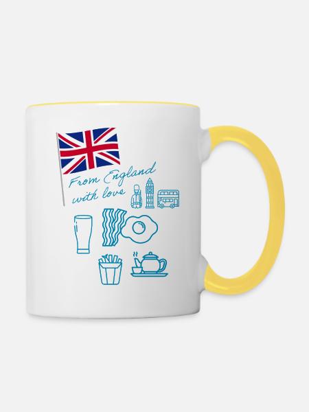 EXANGLIA (Blau) - Tasse zweifarbig - Weiß/Gelb