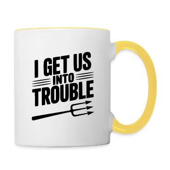 Ich bringe uns in Schwierigkeiten - Tasse zweifarbig - Weiß/Gelb - Rechts