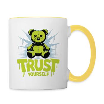 Fais-toi confiance à toi-même Bear Graffiti - Mug contrasté - blanc/jaune - Droite