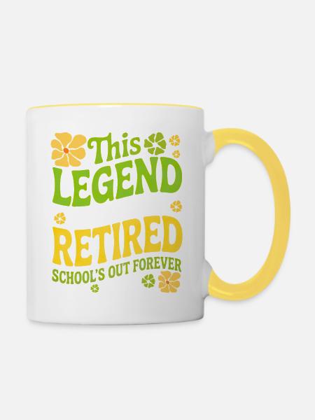 Lehrer-Ruhestandsgeschenke für Lehrer Ruhestand - Tasse zweifarbig - Weiß/Gelb