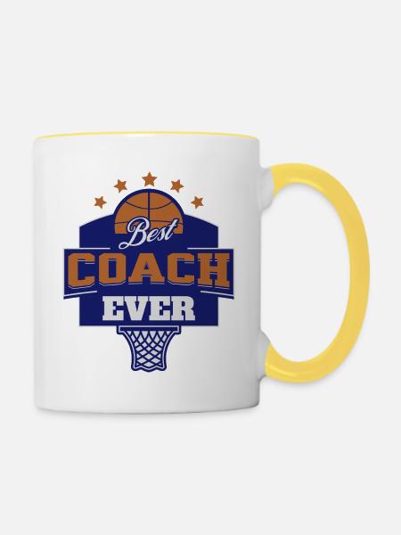 Bester Basketballtrainer - Tasse zweifarbig - Weiß/Gelb