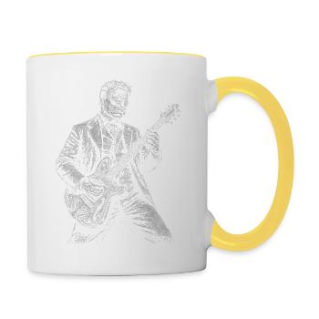 Theodore Roosevelt Playing Guitar - Contrasting Mug - white/yellow - Right
