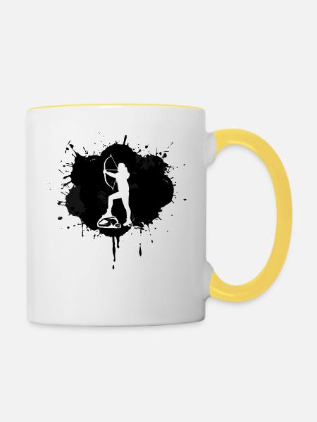 Bogenschütze - Tasse zweifarbig - Weiß/Gelb