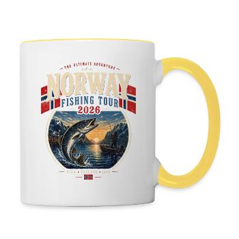 Voyage de pêche en Norvège 2026 - Mug contrasté - blanc/jaune - Droite