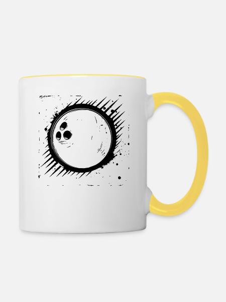 Bowlingkugel Grafik - Tasse zweifarbig - Weiß/Gelb