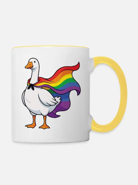 LGBTQ-Pride-Monat – Lustige stolze Gans - Tasse zweifarbig - Weiß/Gelb