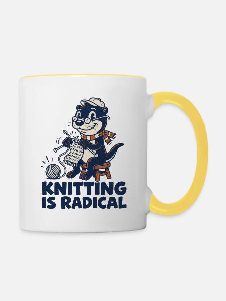 Radical Knitting Otter - Tasse zweifarbig - Weiß/Gelb