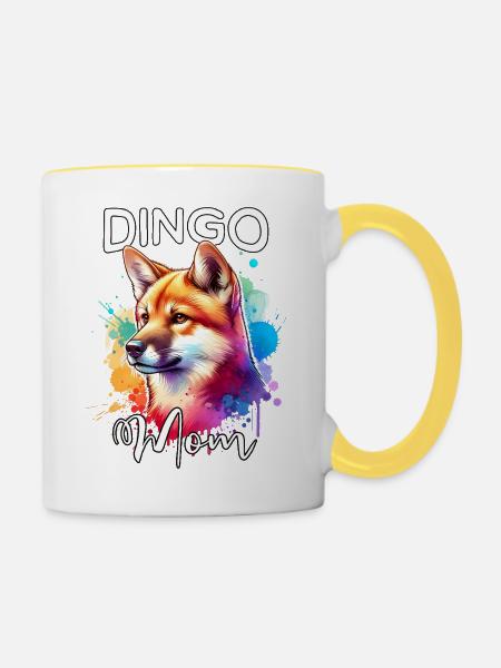 Australischer Wildhund Mama - Tasse zweifarbig - Weiß/Gelb