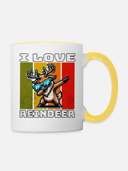 Reindeer Rentier - Tasse zweifarbig - Weiß/Gelb