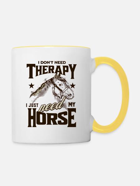 Pferdetherapie-Humor - Tasse zweifarbig - Weiß/Gelb