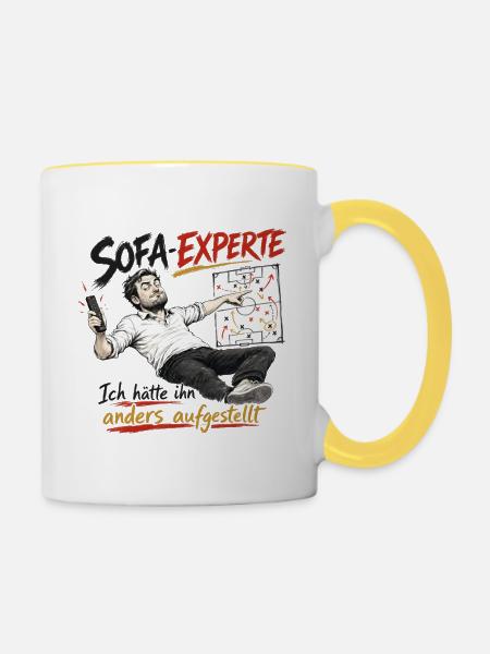 Sofa-Experte Strategie Humor - Tasse zweifarbig - Weiß/Gelb
