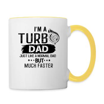Dad Turbo Funny Car Enthusiast Speed-Geschenk - Tasse zweifarbig - Weiß/Gelb - Rechts