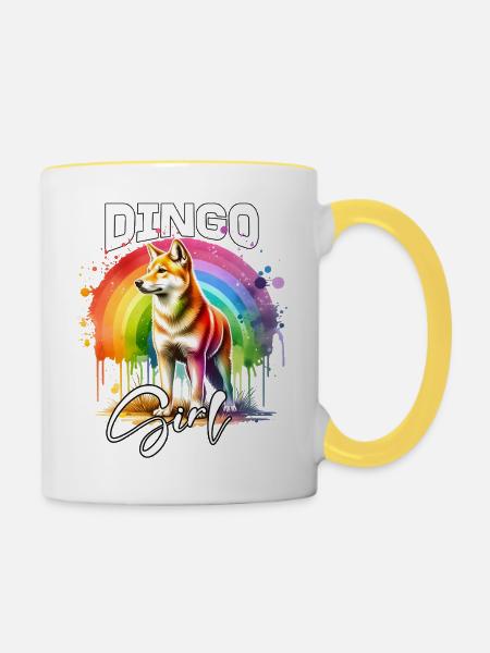 Dingo Mädchen Australischer Wildhund - Tasse zweifarbig - Weiß/Gelb