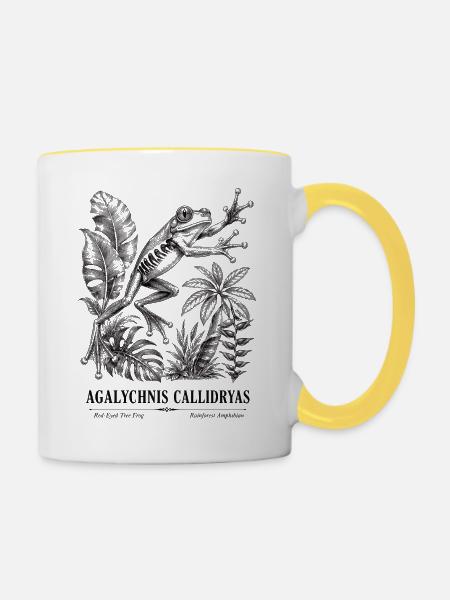 Rotäugige Laubfrosch-Regenwald - Tasse zweifarbig - Weiß/Gelb