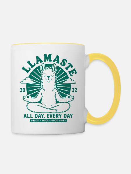 No Prob Llama Just Chill - Tasse zweifarbig - Weiß/Gelb