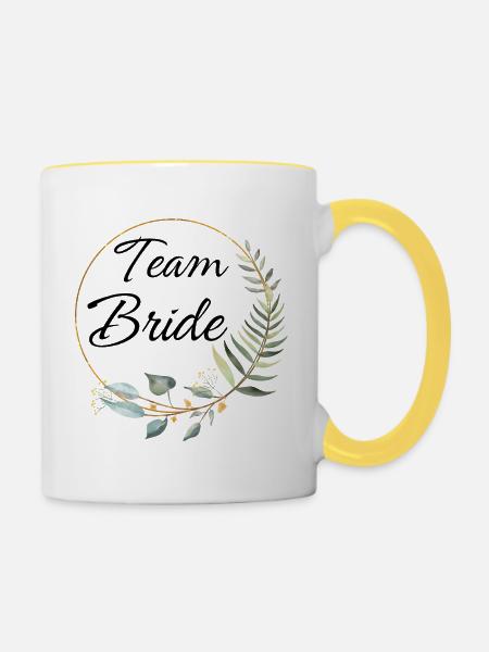 Team-Braut-Matching - Tasse zweifarbig - Weiß/Gelb