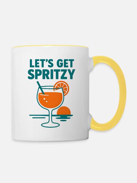 Lass uns spritzig werden - Tasse zweifarbig - Weiß/Gelb