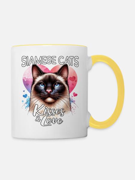 Siamkatze Liebe - Tasse zweifarbig - Weiß/Gelb