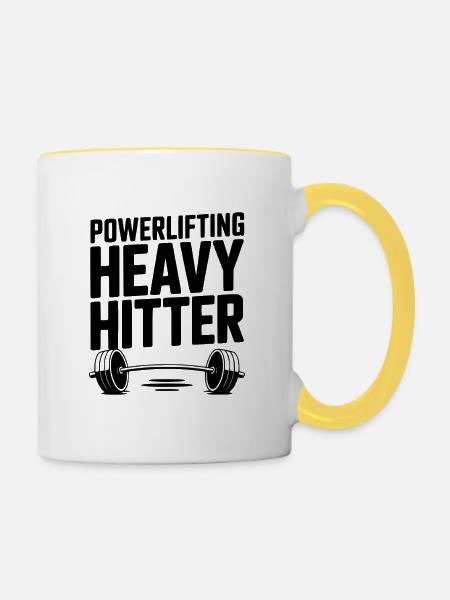 Powerlifting schwerer Schlagmann - Tasse zweifarbig - Weiß/Gelb