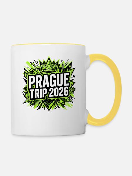 Prag 2026 - Tasse zweifarbig - Weiß/Gelb