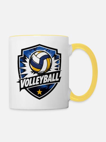 Volleyball Shield Dynamik - Tasse zweifarbig - Weiß/Gelb