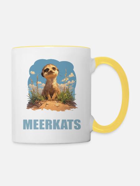 Meerkat Erdmännchen - Tasse zweifarbig - Weiß/Gelb