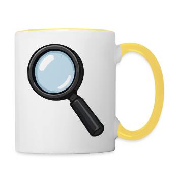 Vergrößerungsglas Illustration Lupe - Tasse zweifarbig - Weiß/Gelb - Rechts
