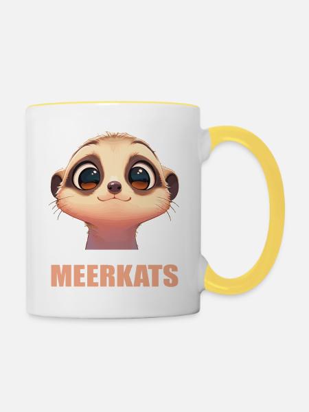 Meerkat Erdmännchen - Tasse zweifarbig - Weiß/Gelb