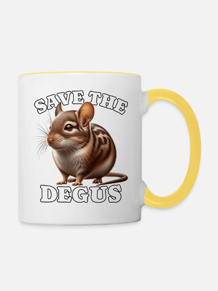 Degu Save Degu - Tasse zweifarbig - Weiß/Gelb
