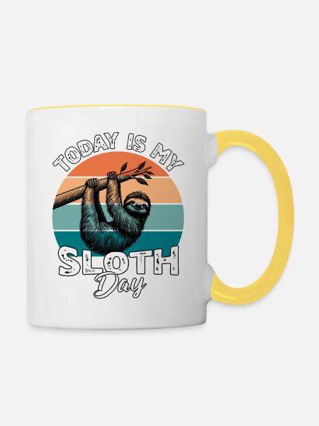 Faultier Sloth - Tasse zweifarbig - Weiß/Gelb