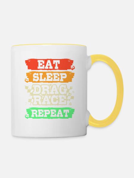 Drag Race - Tasse zweifarbig - Weiß/Gelb