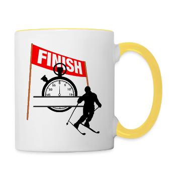 Ski Finish Time - Contrasting Mug - white/yellow - Right