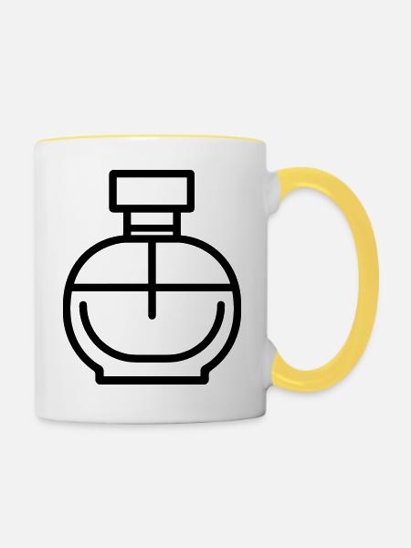 Parfümflasche - Tasse zweifarbig - Weiß/Gelb