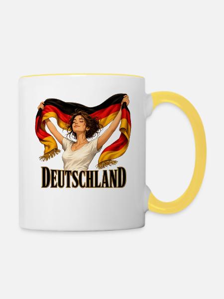 Deutschlandflagge Freiheitsheldin - Tasse zweifarbig - Weiß/Gelb