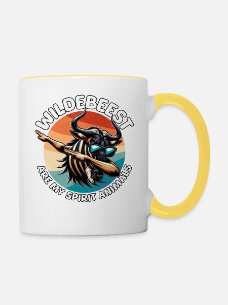 Lustige Gnu Sprüche - Tasse zweifarbig - Weiß/Gelb