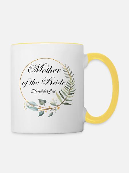Mutter der Braut Floral - Tasse zweifarbig - Weiß/Gelb