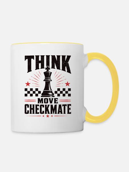 Schach Think Move Checkmate Shirt - Tasse zweifarbig - Weiß/Gelb