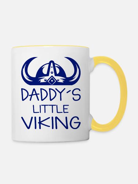 Wikinger Spruch Daddy´s little Viking - Tasse zweifarbig - Weiß/Gelb