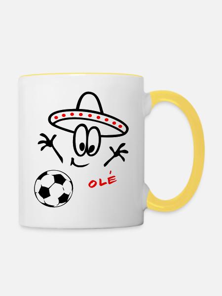 Sombrero Fußball  - Tasse zweifarbig - Weiß/Gelb