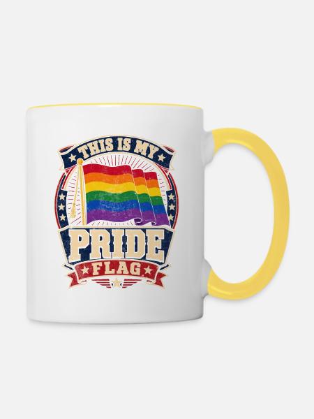 Mein Pride Flaggen-Design - Tasse zweifarbig - Weiß/Gelb