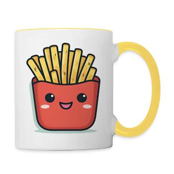 Dessin animé Kawaii French Fries - Mug contrasté - blanc/jaune - Droite