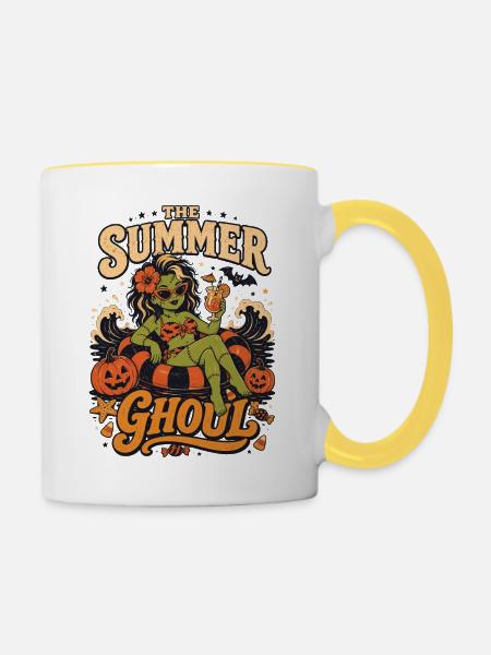 Sommer-Ghul-Halloween - Tasse zweifarbig - Weiß/Gelb