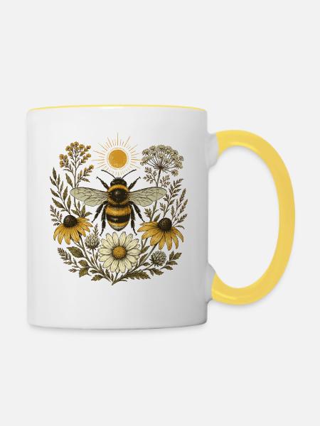 Hummel-Wildblumen - Tasse zweifarbig - Weiß/Gelb