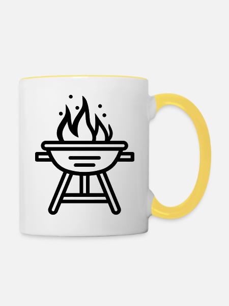 Grillen - Tasse zweifarbig - Weiß/Gelb