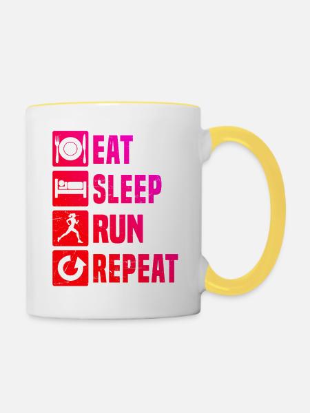 Geschenkidee für eine Running mit Running - Tasse zweifarbig - Weiß/Gelb