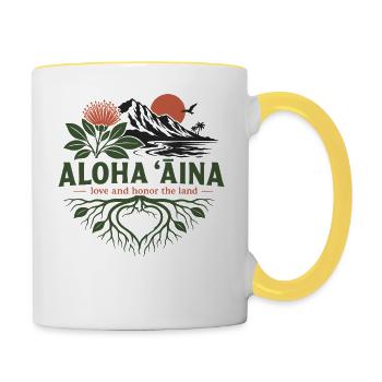Aloha Aina Roots - Contrasting Mug - white/yellow - Right