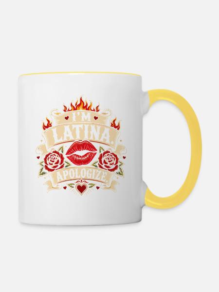 Ich Latina Entschuldige - Tasse zweifarbig - Weiß/Gelb