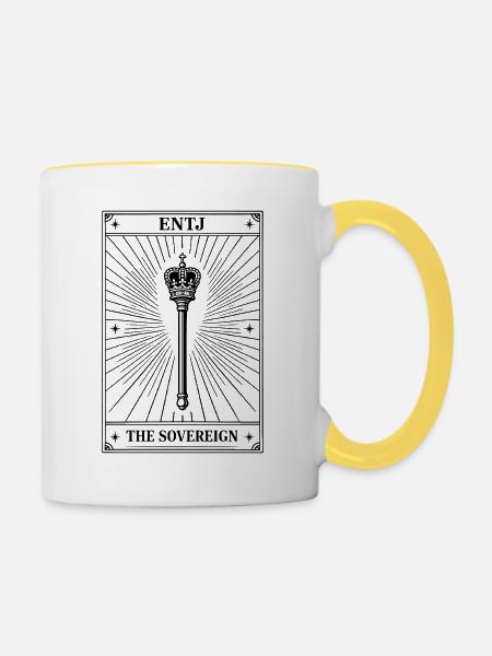 ENTJ | Tarotkarte Persönlichkeit - Tasse zweifarbig - Weiß/Gelb