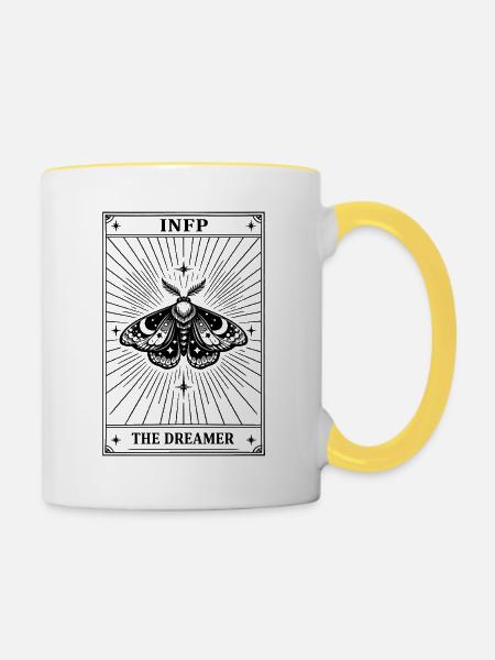INFP | Tarotkarte Persönlichkeit - Tasse zweifarbig - Weiß/Gelb