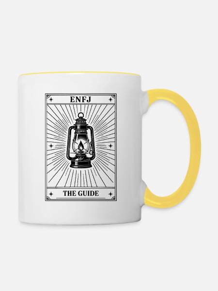 ENFJ | Tarotkarte Persönlichkeit - Tasse zweifarbig - Weiß/Gelb